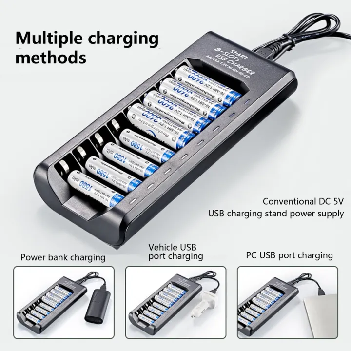 Best Multi-function Intelligent 8-slot  Charging USB Charger Multi-Compatible  AA/AAA Batery USB Charger | Lazada Singapore