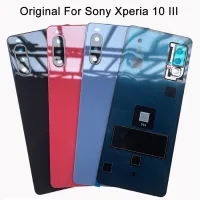 ฝาหลังซองเก็บแบตเตอรีกระจกใหม่ของแท้สำหรับ Sony Xperia 10 III ฝาครอบแบตเตอรี่ X10 III SO-52B ประตูแบตเตอรี่ SOG04