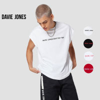 DAVIE JONES เสื้อยืดโอเวอร์ไซส์ พิมพ์ลาย แขนกุด สีขาว สีดำ สีแดง Graphic Print Oversized T-Shirt in black WA0114WH BK OW RE