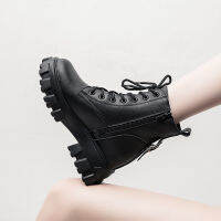 DONGNANFENG Womens Female Ladies Genuine Leather Ankle Boots Shoes Platform Autumn Increase Lace Up Winter Fur Breathable 34-39