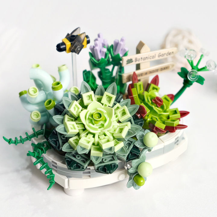 ใหม่-mini-bouquet-building-blocks-ดอกไม้-succulent-cherry-blossom-bonsai-3d-ตกแต่งบ้านเด็กประกอบของเล่นสาว-gift