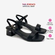 TOP Giày sandal nữ cao gót 3 phân quai ngang gót vuông mũi vuông đế thấp
