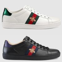 รองเท้าผู้ชายรองเท้ากีฬา Kasut Lelaki ~?สต็อกพร้อมแล้ว!! GUCCI Bee 39-44รองเท้าลำลองสีขาวผูกเชือก,ข้อต่ำรองเท้าผ้าใบเบาะอังกฤษสำหรับทุกเพศรองเท้าผู้หญิงผู้ชายไซส์รองเท้า: 39-44