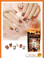 24Pcs Halloween Grimace Printed Fake Nails Glue Type Removable Short Paragraph Fashion Manicure Fully Covered Nail Decoration