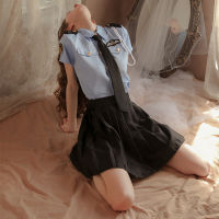 Mu Yao Fun Lingerie Uniform Temptation Police Pleated Skirt Short Skirt Passionate Sexy Sex Secretary Role Set JNLA