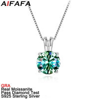 AIFAFA 3 Carat Green Real Moissanite Necklace Pendant S925 Sterling Silver Neck Fine Jewelry Pass Diamond Test with Certificate