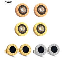 UAGE Fashion New Stainless Steel Acrylic Crystal Stud Earrings for Women Men Jewelry Vintage Roman Numerals Small Earring 2021