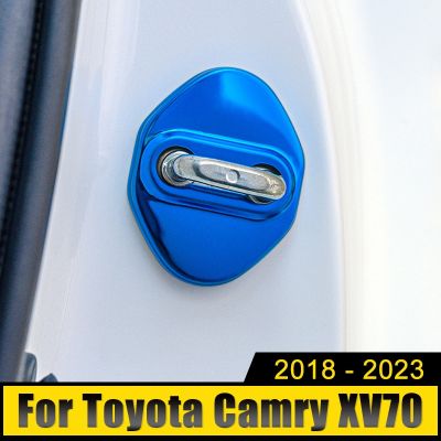 dfthrghd Stainless Car Door Lock Cover Protect Buckle Case Latch Stop Anti Rust Stickers Accessories For Toyota Camry XV70 2018-2022 2023
