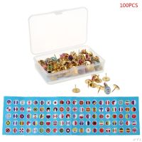 100pcsbox Map Tacks National Flag Glue Thumbtack Push Pins Notice Board Markers PXPA