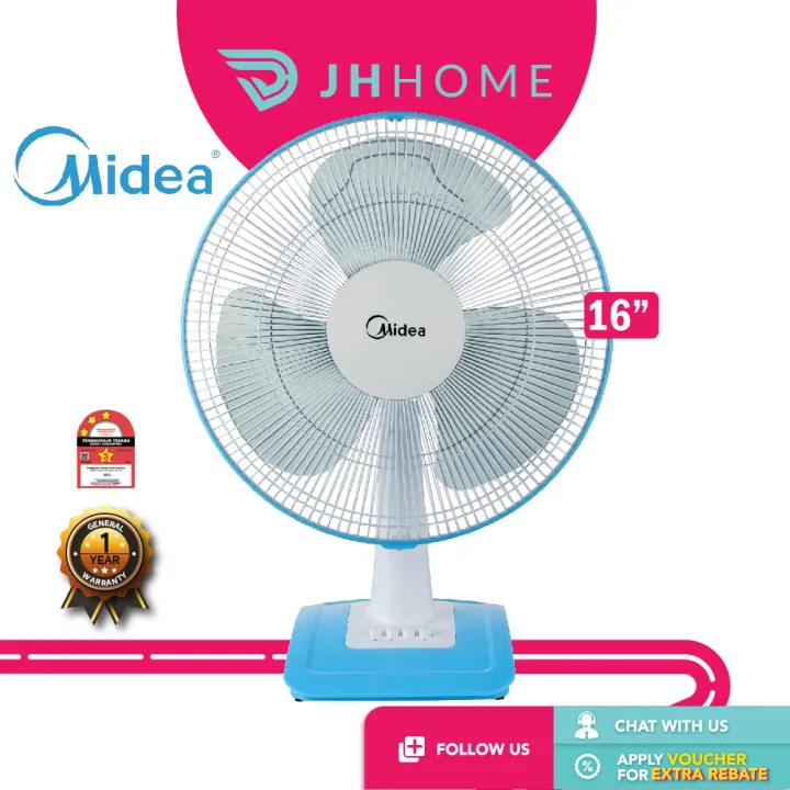 Midea 16 Inch Table Fan Mf 16ft17nb Mf 16ft15nb 55w 3 Speed Choices Both Tilting Angle Oscillation Available Lazada