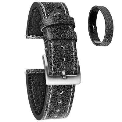 Hemsut Quick Release Leather Watch Bands Italian Mastrotto Dark Grey Leather Watches Straps 18mm 20mm 22mm
