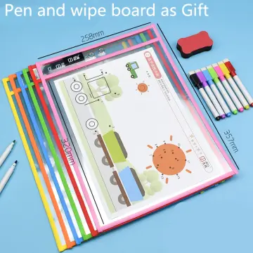 12pcs Dry Erase Pockets, Clear Plastic Dry Erase Sleeves, A4 Dry Erase  Sheets For Teaching & Drawing, Card Ticket Holders