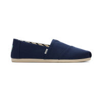 TOMS รองเท้าลำลองผู้หญิง สลิปออน รุ่น Alpargata  Navy WIDE Recycled Cotton Canvas หน้าเท้ากว้างพิเศษ (CB) รองเท้าลิขสิทธิ์แท้มั่่