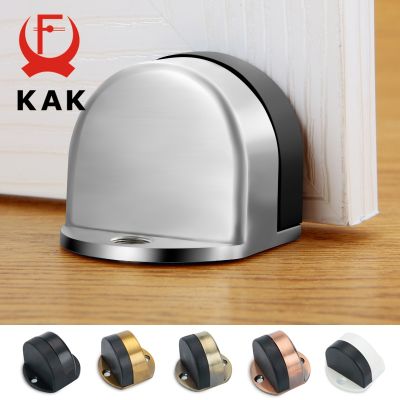 KAK Stainless Steel Door Stopper Non-punch Sticker Water-proof Door Holder Hidden Rubber Door Stop Furniture Door Hardware