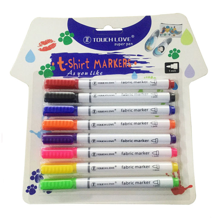 8-ชิ้นสิ่งทอ-marker-ปากกาสีผ้า-diy-หัตถกรรมเสื้อยืดเม็ดสีภาพวาดปากกาเสื้อผ้าสิ่งทอ-marker-ผ้าสี-marker-yrrey