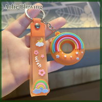 Aolie แฟชั่น Kawaii ใหม่อาหารโดนัทพวงกุญแจพีวีซีสำหรับผู้หญิงผู้ชายกระเป๋าเป้สะพายหลังน่ารักเครื่องประดับจี้ของขวัญคู่สวยพวงกุญแจรถ