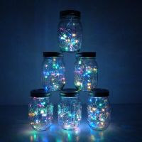 6 Pack Mason Jar Light 20 LED Solar Colorful Fairy String Lights Lids Insert for Patio Yard Garden Party Wedding Christmas Decor