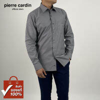 Pierre Cardin เสื้อเชิ้ตแขนยาว Slim Fit รุ่นมีกระเป๋า ผ้า Cotton 100% [RHS310F-GY]