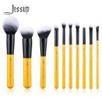 แปรง Jessup 10ชิ้นวิกผมปลอม Kuas Rias แป้งรองพื้นที่ปัดคอนทัวร์อายแชโดว์สีมะนาว