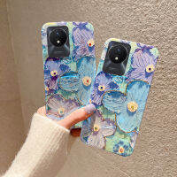 เคสโทรศัพท์ใหม่สำหรับ VIVO Y02T Y02A ฝาครอบ แสงสีฟ้าอ่อนภาพสีน้ำมันดอกไม้ป้องกันการกระแทกซิลิโคนสำหรับ VIVO Y02T Y02A เคส