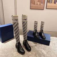 Short boots knitted embroidery boots leather Martin boots Christianˉwomens inssuper hot autumn and winter new all-match mid-calf boots