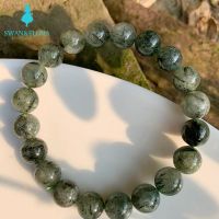 Bracciale In Cristallo Di Quasile Rutilato Verde Naturale Donna Uricomo Co Titanio Perline Tonde 7Mm 8Mm Dal Brasile Gioielli AAAA