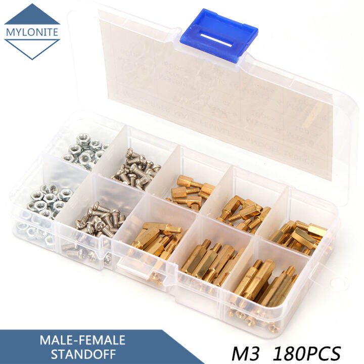 180pcs/set M3 Copper Spacer Standoff Screw Male Female Hex Spacing