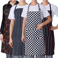 Adjustable Half-length Adult Apron Striped Restaurant Chef Apron Outdoor Camping BBQ Picnic Kitchen Cook Apron With Pockets Aprons