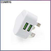 CUWRYG 5V2.1A สำนักงาน3ขาอะแดปเตอร์ไฟฟ้า USB ปลั๊ก UK เครื่องชาร์จติดผนัง