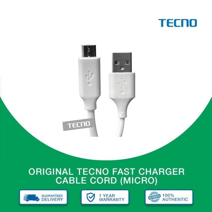 Tecno Fast Charger Cable Cord (Micro) Fast Charging Cable Wire 100