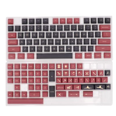 Red Warrior Theme Five Sides Ethermal Dye Sublimation Fonts PBT Keycap for Wired USB Mechanical Keyboard 135 Keycaps