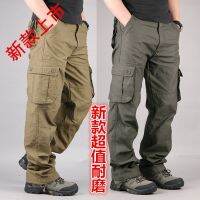 s trousers multi-pocket loose large size casual pants thick wear-resistant mountain climbing outdoor construction pants春秋工装裤男士长裤多口袋宽松大码休闲裤加厚耐磨登山户外工地裤