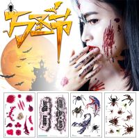 Temporary Tattoo Stickers Waterproof Horror Wounds Scars Halloween Fake Tatto Arm Wrist Foot Hand Neck Makeup Makeup Body Art