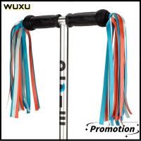 WUXU 2pcs สีสัน อุปกรณ์ปั่นจักรยาน กลางแจ้ง สตรีมเมอร์ พู่ อะไหล่สกู๊ตเตอร์ พู่ห้อยแฮนด์รถสามล้อ ตกแต่งจักรยานจักรยาน