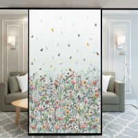 Butterfly Flower Window Privacy Film Glue-free Decorative Glass Covering Static Cling Tint Frosted Window Stickers for Home