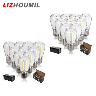 LIZHOUMIL หลอดไฟ LED สำหรับเปลี่ยนหลอดสายไฟกลางแจ้งหรี่แสงได้ S14 10ชิ้นพลาสติก LED ฐานสกรูขนาดกลางหลอดเอดิสัน1W 2W