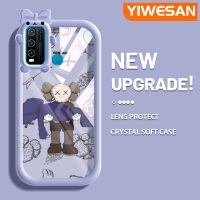 YIWESAN เคสสำหรับ VIVO Y30 Y30i เคส Y50ลายการ์ตูนตุ๊กตาแฟชั่นสีสันสดใสซิลิโคนอ่อนชัดเจนเคสโทรศัพท์กันกระแทกรูปสัตว์ประหลาดน้อยน่ารักเลนส์กล้องถ่ายรูปฝาครอบป้องกันโปร่งใส