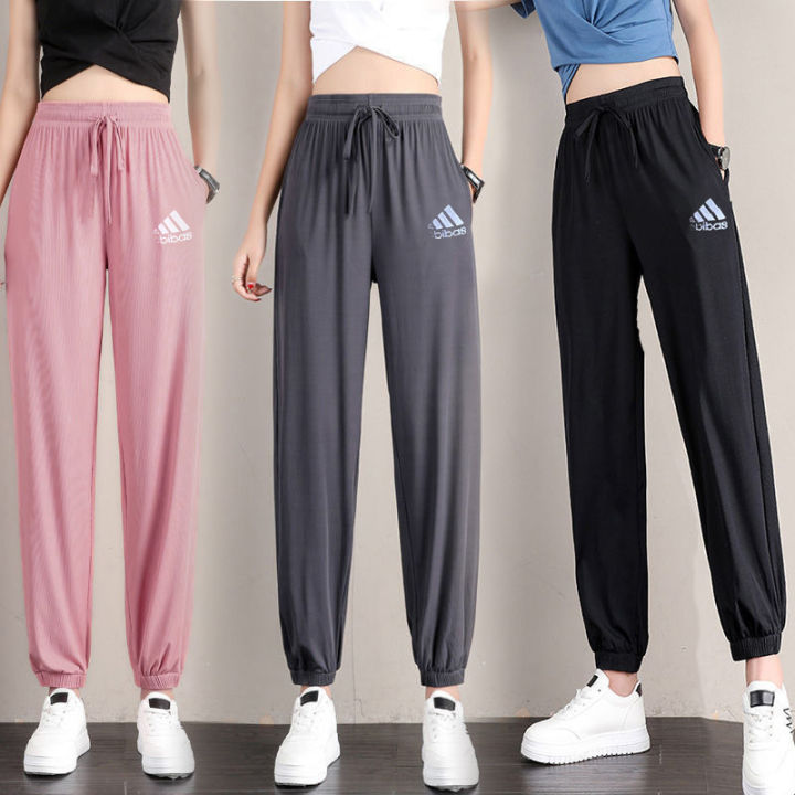 ลดพิเศษ-womens-casual-pants-ice-silk-summer-womens-thin-high-waist-slim-fitting-harem-pants-womens-loose-fitting-ice-cool-pants-super-discount-priceมีเก็บปลายทาง-cod