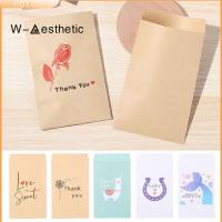 W-AESTHETIC 50PCS ของขวัญ ซองเล็ก ความรักคือของหวาน ของชำร่วยงานเลี้ยง ห่อคุกกี้ ถุงกระดาษคราฟท์ บรรจุขนม ถุงของขวัญขนาดเล็ก