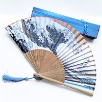 Summer Vintage Bamboo Waves Folding Hand Held Flower Fan Chinese Style Dance Wedding Party Gifts Wedding Home Wall Decoration