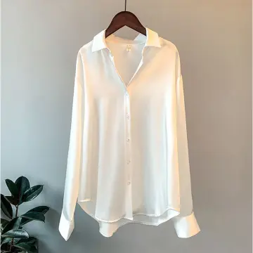 Shop White Silk Long Sleeve Shirt For Women with great discounts and prices  online - Dec 2023