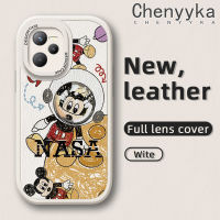 Chenyyyka เคสสำหรับ Realme C35 C31 Narzo 50A Prime เคสการ์ตูนนักบินอวกาศลายมิกกี้เคสใส่โทรศัพท์หนังใหม่กล้องฝาปิดเลนส์เต็มรูปแบบฝาครอบด้านหลังป้องกันซิลิโคนเคสนิ่ม