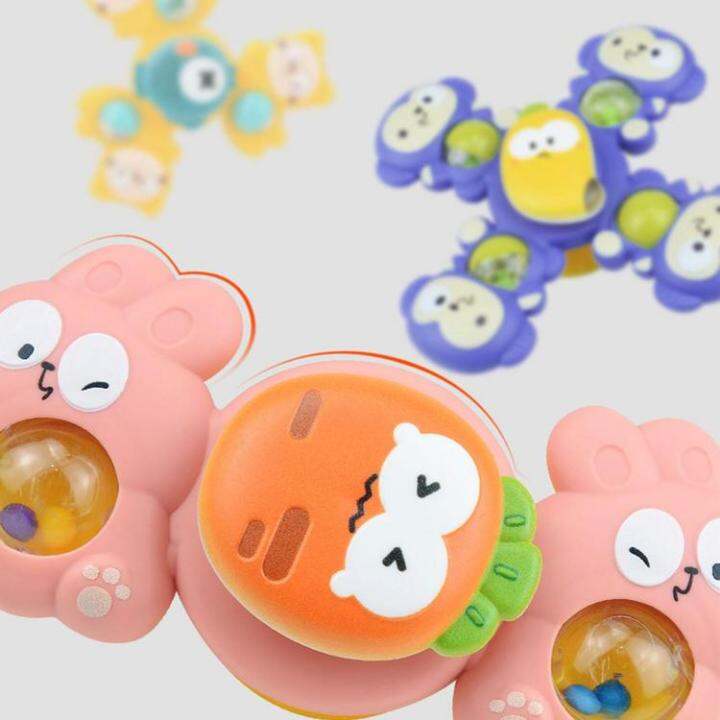 high-chair-toys-with-suction-cups-spinner-teething-fidget-toy-3pcs-toddler-high-chair-cartoon-animal-hand-spinning-sensory-toy-girls-boys-newborn-gift-beneficial