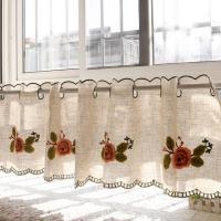 【YD】 Fyjafon Curtain Restaurant Window Embroidery Half Tube Short Curtains