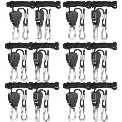 6-Pack 1/8 Inch 8-Feet Long Adjustable Heavy Duty Rope Clip Hanger, Reinforced Metal Internal Gears