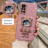 Quicksand Space Bear Holder Plating Phone Case For Oneplus One plus 10 Pro 8T 9 ACE Pro 9R 9RT 1+8T ONE PLUS 9 Pro Soft Cover Phone Cases