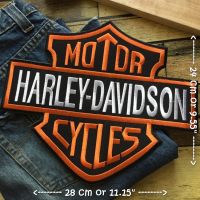 Harley ไบค์เกอร์ ตัวรีดติดเสื้อ อาร์มรีด อาร์มปัก ตกแต่งเสื้อผ้า หมวก กระเป๋า แจ๊คเก็ตยีนส์ Embroidered Iron on Patch ขนาดใหญ่