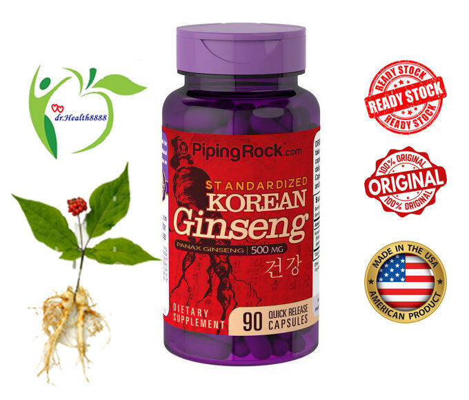 PipingRock Korean Ginseng (Panax Ginseng), 500 mg, 90 Quick Release ...