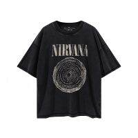 เนอร์วานาวง NIRVANA เสื้อยืดวินเทจแขนสั้นเสื้อยืดแบบหลวมผ้าฝ้ายคอกลมสตรีทอเมริกันฤดูร้อน