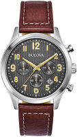 Bulova Mens Watch Silver Tone/Brown